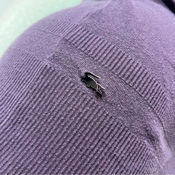 Lacoste cardigan purple pink button up logo silver emblem preppy cute vintage - Picture 5 of 7